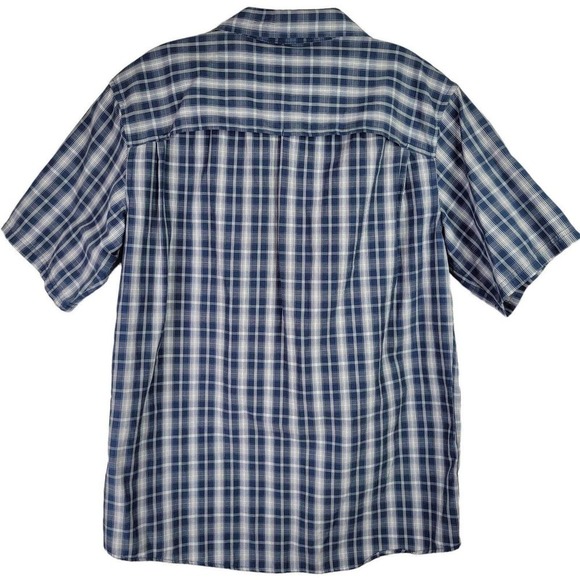 Eddie Bauer Travex Button Down Shirt Men’s Size M Blue Plaid Short Sleeve Hiking - Picture 3 of 11